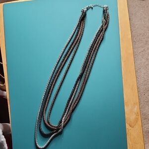Multi-Strand Silver and Black Necklace